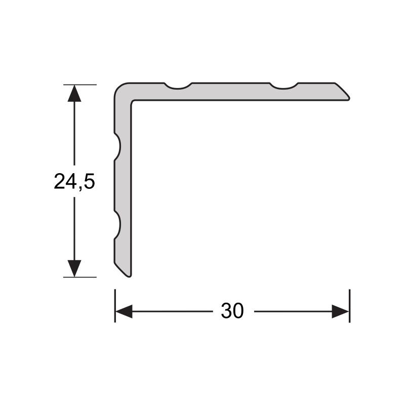 Duo-hoeklijnprofiel 3m Zilver Geborsteld 24,5 x 30mm 69458