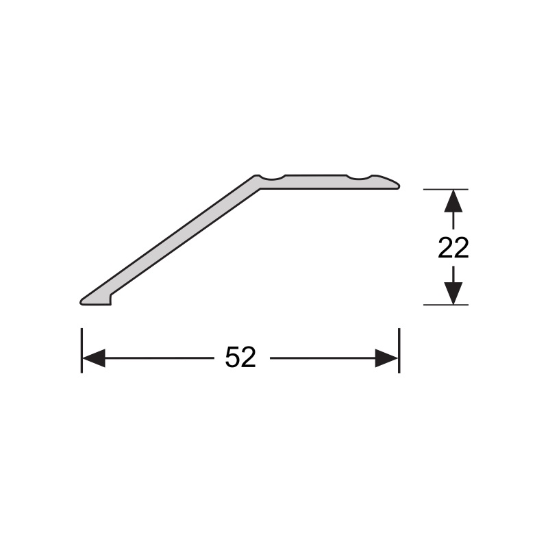 Overgangsprofiel 22 mm 2.7m Aluminium Zwart 51465